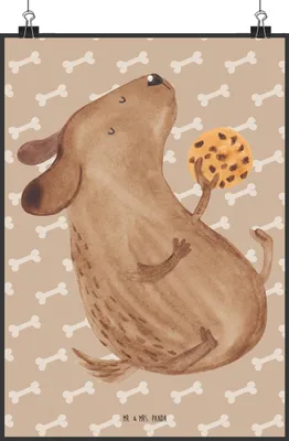 Produktbild von Mr. & Mrs. Panda Bild Hund Keks DIN A1 - Hundeglück - Geschenk, Hundeleckerli, Hungrig, Leckerli, glücklich, Wandbild, Sprüche, wanddeko, Kunstdruck, Plakat, drucke