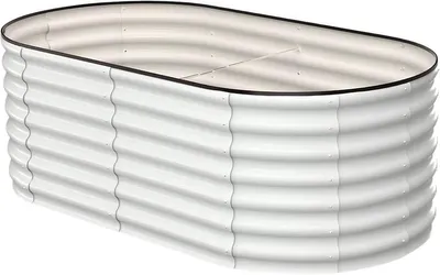 Produktbild von Hochbeet Pflanzenkasten Gartenbeet aus verzinktem Stahl – Pflanzkasten 183 × 91 × 61 cm für Gemüse, Kräuter, Blumen und Obst in Weiß