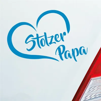 Produktbild von Auto Aufkleber Stolzer Papa Liebe Herz Vater Kind 13x10 cm Hellblau Sticker Heckscheibenaufkleber