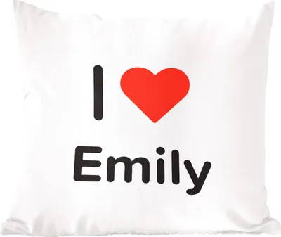 Produktbild von MuchoWow® Zierkissen Sofakissen Wohnzimmer Dekokissen 60x60 cm Ich liebe - Emily - Mädchen - Sitzfläche - Foto Polster