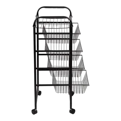 Produktbild von In And OutdoorMatch Küchenwagen Roelof - 87x41x31,5 cm - Schwarz - Für die Küche - Für den Schreibtisch - Metall - Kunststoff - Vielseitig