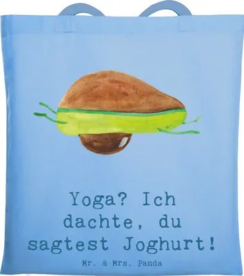 Produktbild von Mr. & Mrs. Panda Jutetasche Yoga Humor - Sky Blue - Geschenk, Sportler, Sportarten, Schultasche, Shopping Tasche, Gemeinschaft, Entspannung, Teamsport, Geschenke, Fitness
