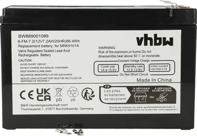 Produktbild von vhbw Akku kompatibel mit Robomow RX20 Pro, RX 20u, RX12, RX20, RX 12 U, RX 12u, RX 20 U Rasenroboter (7200 mAh, 12 V, AGM)