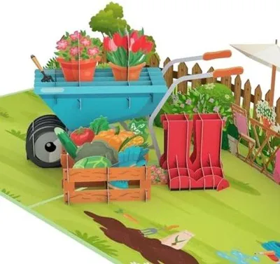 Immagine prodotto di Biglietto d'auguri di compleanno 3D con giardino