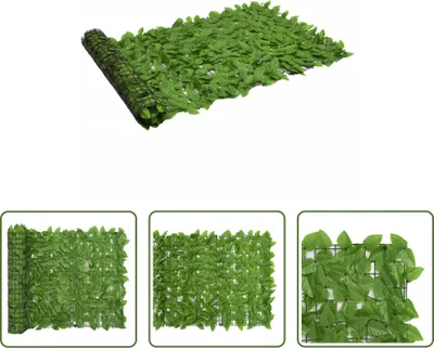 Productafbeelding van Living Store Balkonprivacy scherm met groene bladeren, 200x100 cm