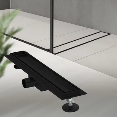 Obrázok produktu pre LuxeBath sprchový žľab 2v1 z nehrdzavejúcej ocele, 50 cm, čierny, obkladový, extra plochý