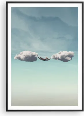 Produktbild von Gerahmtes Poster - Schwarzer Rahmen - Wolken Hängematte Ruhe - 70x100 cm - Wand Bild - Wanddeko - Wandbilder - Kunstposter - Wandposter - Bilderrahmen - Bilder - Kunstdruck - P2BPA70x100-4373