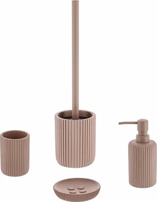 Produktbild von TENDANCE | Badausstattung - Badezimmerzubehör - Badset - aus Polymerharz - beige - 4er Set - Badezimmerset