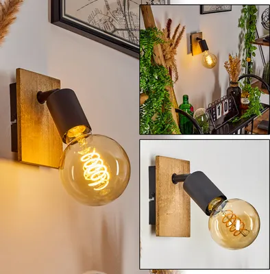 Produktbild von Agnino »Agnino« Wandlampe aus Metall/Holz in Schwarz/Natur