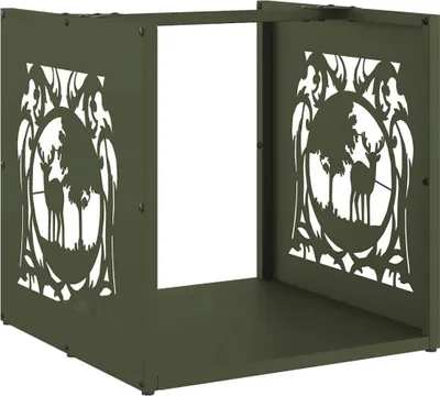 Immagine prodotto di vidaXL Porta legna verde oliva 40x40x40 cm Acciaio laminato a freddo