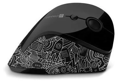 Obrázek produktu pro Connect IT CMO-2705-DD, Pro praváky, Vertikální design, RF bezdrátový, 1600 DPI, Černá