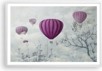 Produktbild von Gerahmtes Poster - Weißer Rahmen - Ballon Baum Flug - 91,5x61 cm - Wand Bild - Wanddeko - Wandbilder - Kunstposter - Wandposter - Bilderrahmen - Bilder - Kunstdruck - Wandbild - P2WAA91x61-3581