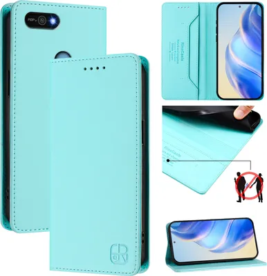 Immagine prodotto di Custodia in pelle per Tecno Pop 2 Power/Pop 2 Pro/Pop 2F/Pop 2, custodia flip con slot per carte, portafoglio e supporto Turchese