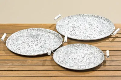 Produktbild von Dekotablett Kiby Ø.38/40/45 cm Metall weiß 3er Set