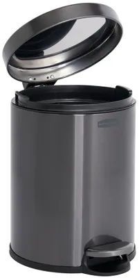 Image de Rubbermaid 2179250 Poubelle à pédale Rubbermaid, ronde, 6 litres, gris foncé