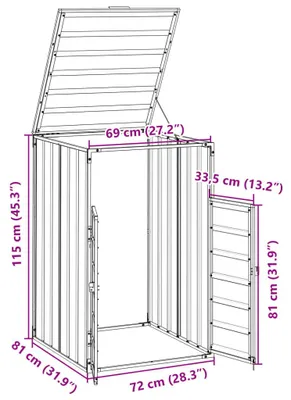 Produktbild von vidaXL Mülltonnenbox für 1 Tonne Grau 72x81x115 cm Stahl