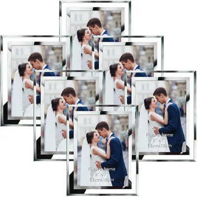 Immagine prodotto di Set di 6 cornici per foto da 13x18 cm, con vetro, colore argento, da appoggiare su un tavolo
