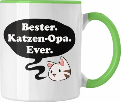 Produktbild von Trendation - Lustige Tasse Opa Geschenke Großvater Vatertag Geburtstag Kaffeetasse mit Spruch für Opa Katzen Katzenbesitzer (Grün)