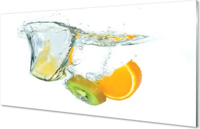 Produktbild von Glasbilder 100x50 Wandkunst Wasser Kiwi Orange