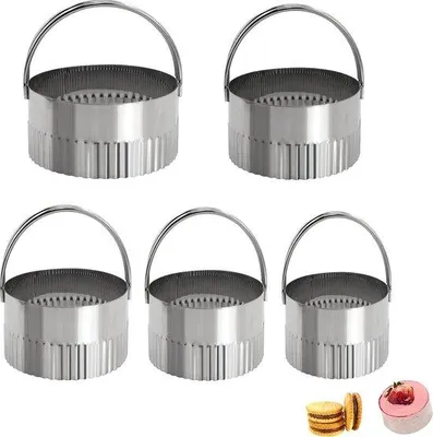 Immagine prodotto di Set di anelli da forno in acciaio inossidabile, 5 pezzi, 4-8 cm, per torte e dessert