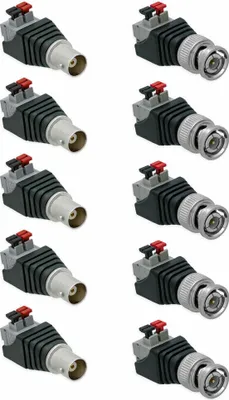 Produktbild von 5X BNC Stecker + 5X BNC Buchse >Terminalblock 2Pin Druck Klemmen Adapter Verbinder Set