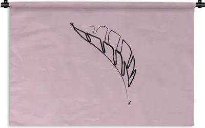 Produktbild von MuchoWow® Wandteppich Wandbehang Blatt - Strichzeichnung - Rosa 150x100 cm Tapisserie Dekoration Wandtuch - Waschbar - Tapisserien - Wand-Decke