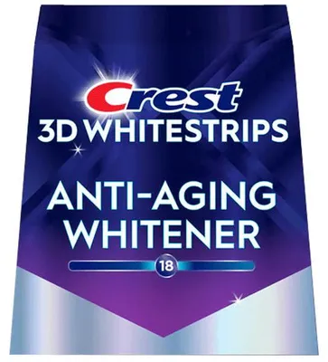 Produktbild von Set mit 14x Zahnweißstreifen, Crest, 3D White, Anti-Aging Aufheller, 10% Konzentration, 14 Tage Behandlung, 45 min, Aufhellungsgrad 18