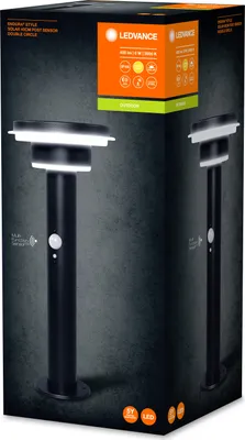 Obrázek produktu pro Stojací lampa LEDVANCE pro venkovní použití | ENDURA STYLE | Solární senzor POST Double Circle 40cm | teplá bílá | 6W | černá | se senzorem pohybu a denního světla