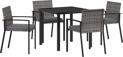 Produktbild von vidaXL Garten Essgruppe 5 pcs Grau Pulverbeschichteter Stahl