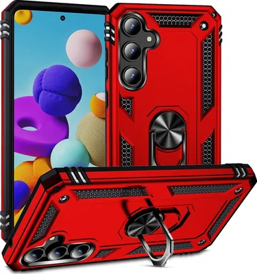 Produktbild von Mobigear Armor Ring  Samsung Galaxy A35 Hülle Hardcase Backcover Stoßfest mit Ringhalter - Rot