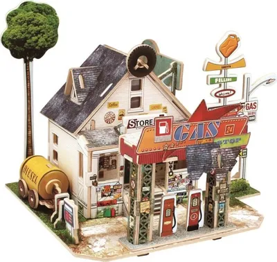 Produktbild von ROBOTIME 3D-Puzzle Amerikanische Tankstelle Farbe 57 Teile
