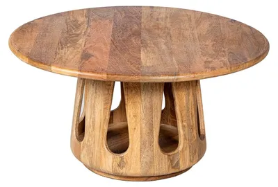 Runder Holztisch 90x90x48 cm, natürliches Holz