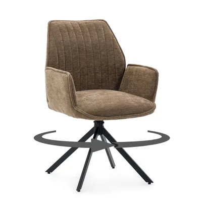 Produktbild von NEW HOME MERANO Drehstuhl gepolsterter Stuhl für Esszimmer und Wohnzimmer – braun – moderner Chenille-Stoff