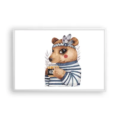 Produktbild von Gerahmtes Poster - Weißer Rahmen - Anthropomorphisierung Bär Kinder - 91,5x61 cm - Wand Bild - Wanddeko - Wandbilder - Kunstposter - Wandposter - Bilderrahmen - Bilder - Kunstdruck - P2WAA91x61-4367
