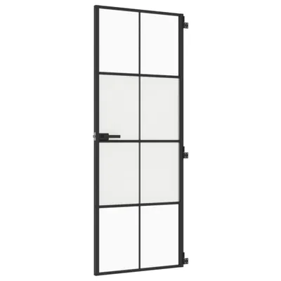 Obrázok produktu pre vidaXL Interiérové dvere slim čierne 76x201,5 cm z tvrdeného skla a hliníka