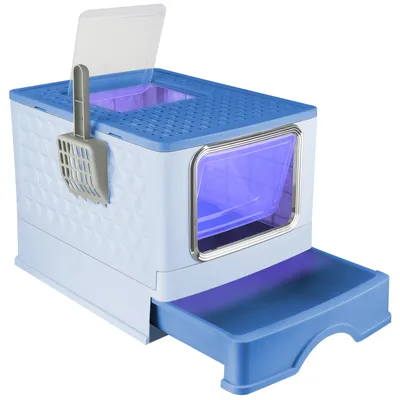 Produktbild von Katzentoilette Mit UV-Licht Katzenklo Groß mit Deckel 49x36x35 Blau