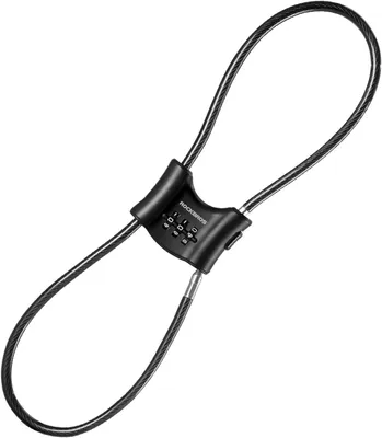 Immagine prodotto di ROCKBROS Lucchetto a combinazione a 3 cifre per bicicletta, cavo in acciaio, doppio anello, lucchetto antifurto per biciclette e passeggini, nero