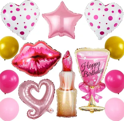 Immagine prodotto di Set decorazioni compleanno Set palloncini compleanno 13 pezzi grandi rosa