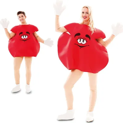 Rote Schokolinse Kostüm Sweet Candy für Erwachsene Gr. M/L rot Fasching Karneval Mottoparty Unisex-Kostüm Paarkostüm Gruppenkostüm Lebensmittel Süßigkeit