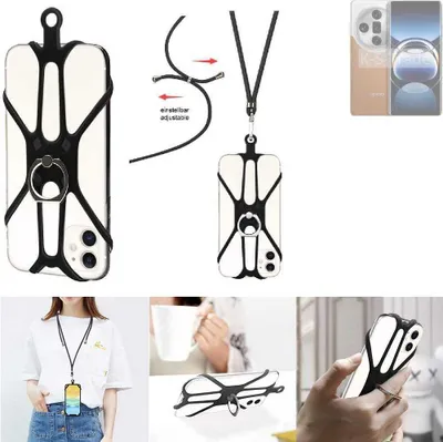 Produktbild von K-S-Trade 3in1 Handykette Handyband Handykordel Halsband Smartphone-Ring Handy-Ring kompatibel mit Oppo Find X7 Fingerhalterung Handyring