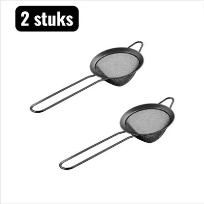 Produktbild von 2 Stück - RVS Cocktail Sieb - Barmix Set - Langer Zylinderförmiger Eis Filter - Profi Drink Mixer Werkzeug für Barkeeper - Schwarz