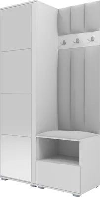 Produktbild von Garderoben-Set Nela I LUX mit Spiegel, gepolsterte Garderobe 100 cm mit Sitzbank, Wandpaneelen und Stauraum (Farbe: Weiß + Trinity 32)