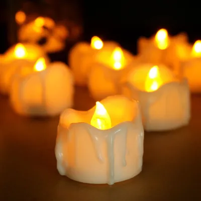 Produktbild von 12er Set LED Kerzen Flammenlose Kerzenlichter Teelichter Batteriebetrieben für Halloween Weihnachten Hochzeit Party Dekoration, Gelb