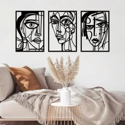 Immagine prodotto di Decorazione da parete in metallo - Nero - 3 pezzi - Metallo