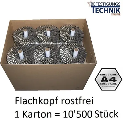 Produktbild von Coilnägel 16° 2,1x32mm Ring rostfrei Edelstahl A4 Flachkopf für Coilnagler 10,5M K MTO