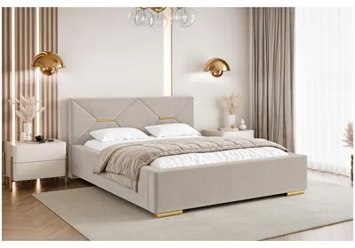 Produktbild von MEBLINI Lizzy Polsterbett 120x200 mit Stauraum - Lattenrost und Bettkasten - Kopfteil Bett mit Stauraum - Doppelbett - Stauraumbett -  Betten - 120x200 - Beige Samt ohne Matratze