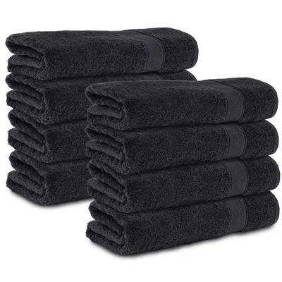 Produktbild von Komfortec 8er Handtücher 50x100 cm Set aus 100% Baumwolle, 470g/m², Frottee, Weich, Schwarz