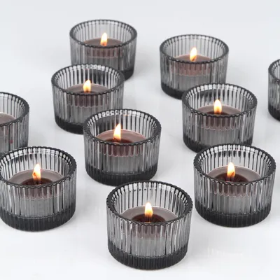 Produktbild von Teelichthalter – Set mit 12 Stück – Glaslaternen für Teelichter – Votivkerzenhalter für Hochzeit – Weihnachten