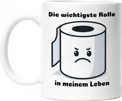 Produktbild von Die wichtigste Rolle Tasse Weiß Toilettenpapier Lustige Sprüche Geschenk