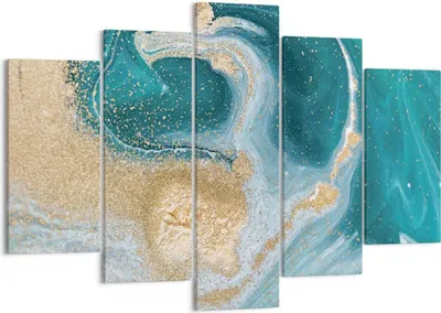 Produktbild von Bild auf Leinwand - Leinwandbild - 5 Teile - Golden Türkis Hintergrund - 150x100cm - Wand Bild - Wanddeko - Wandbilder - Leinwanddruck - Bilder - Wanddekoration - Leinwand bilder - EA150x100-4969